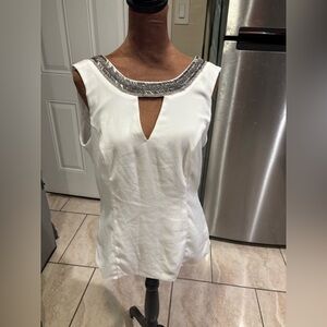 XOXO White Blouse with Silver Trim